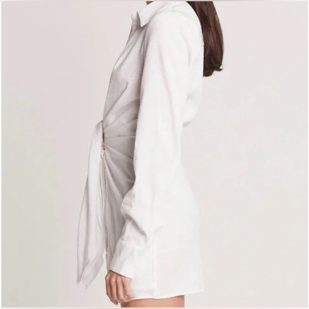 Choosy Chic White Crosby St Mini Shirt Dress with Plunging Neckline  Size 2 NWT - Picture 4 of 11
